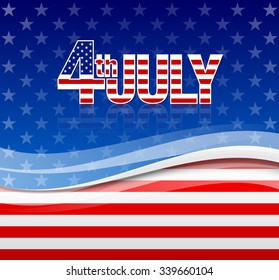 American starry background with stripes and 4th july title