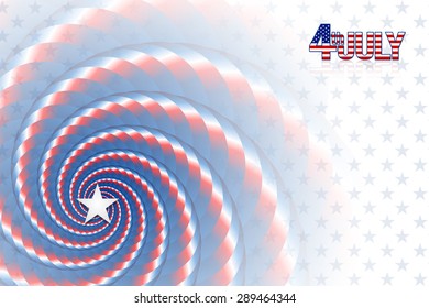 American starry background with tricolored spiral and 4th july title