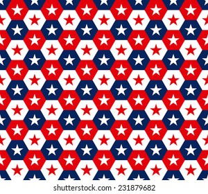 American stars hexagon seamless pattern