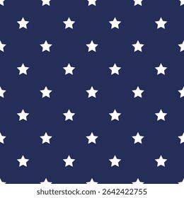 American stars vector seamless pattern in dark blue color. United States patriotic symbol background