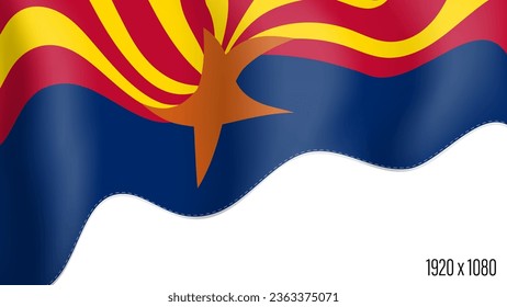 American state of Arizona realistic founding day background. USA state of Arizona banner in motion waving, fluttering in wind. Festive patriotic HD format template for independence day