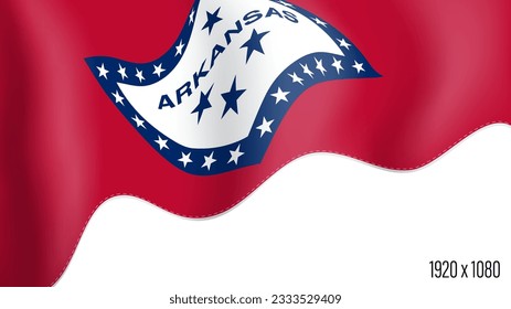 American state of Arkansas realistic founding day background. USA state of Arkansas banner in motion waving, fluttering in wind. Festive patriotic HD format template for independence day