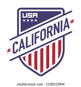 An American state crest in vector format. This shield features stars, stripes, and represents the state of California.