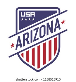 An American state crest in vector format. This shield features stars, stripes, and represents the state of Arizona.