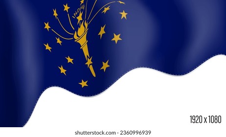 American state of Indiana realistic founding day background. USA state of Indiana banner in motion waving, fluttering in wind. Festive patriotic HD format template for independence day