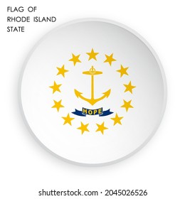 american state of RHODE ISLAND flag icon in modern neomorphism style. Button for mobile application or web. Vector on white background