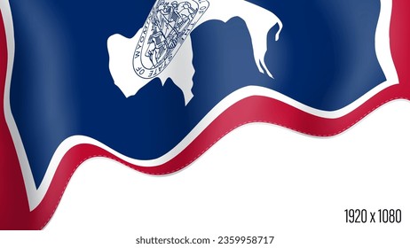 American state of Wyoming realistic founding day background. USA state of Wyoming banner in motion waving, fluttering in wind. Festive patriotic HD format template for independence day