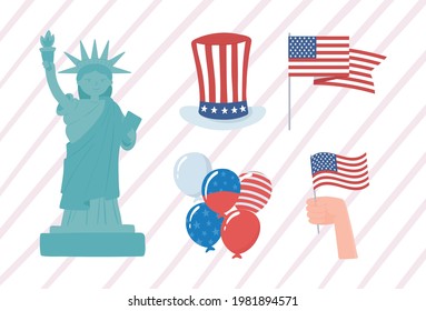 american statue flag balloon hat