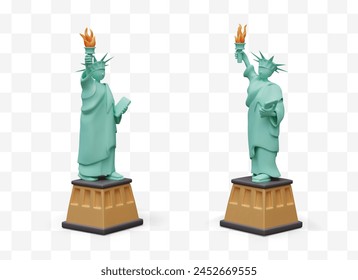 Amerikanische Freiheitsstatue, Vektorgrafik 3D-Modell in verschiedenen Positionen