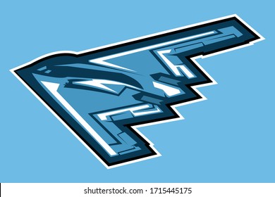 American Stealth Bomber Jet Icon Vector Illustration