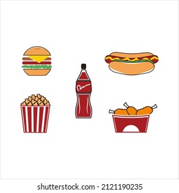 American street food flat illustration vector set