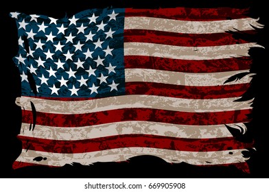 American striped flag on a black background