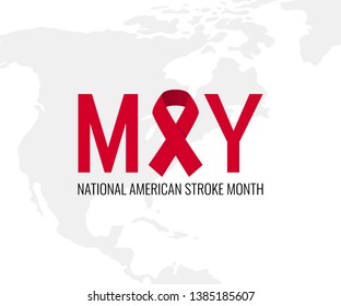 American Stroke Awareness Month Concept. Simple Typography Design In Flat Style, Vector