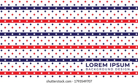 Designvorlage für amerikanischen Stil. Horizontale Streifenlinien mit Diamantform-Ornament. Rot-weiße blaue Farbe Thema. Vektorgrafik.