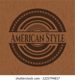 American Style badge with wooden background