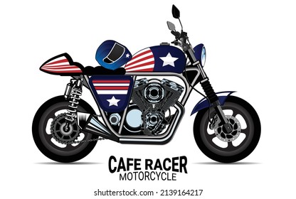 american style cafe racer bike vector 