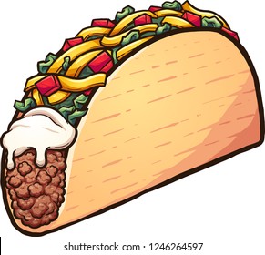 American style cartoon taco. Vector clip art illustration with simple gradients. All in a single layer.
