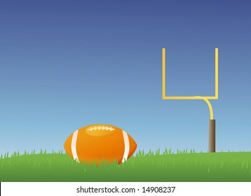 American style football field with a football in it