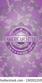 American Style pink on camo pattern. Vector Illustration. Detailed.