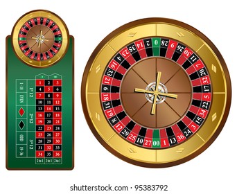 American style roulette wheel and table vector illustration