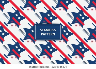 estilo americano sin problemas. Impresión de la bandera de los Estados Unidos sin fisuras para papel de envoltura, textiles deportivos, ropa. Ornamento rojo, azul y blanco.