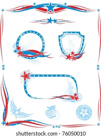 American style set of design elements,frames,borders, labels, stamps.