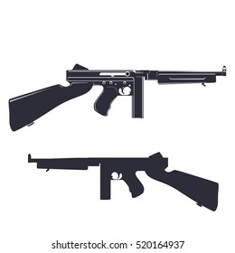 american submachine gun isolated on white, vector illustration