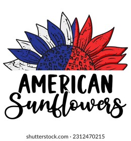 American sunflowers for american 4th of july celebration holiday illustration design vector