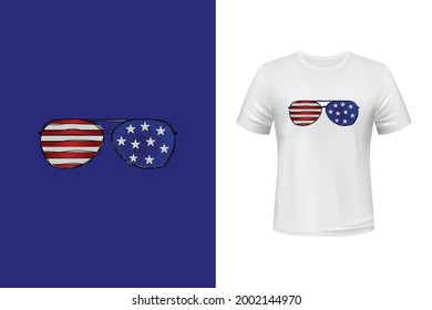 American sunglass vector style t shirt design