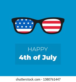 American sunglasses. USA flag. Happy 4th of July. Vector illustration.