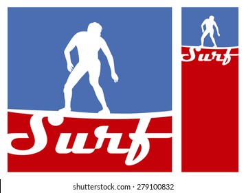 american surf frames with rider and copy space