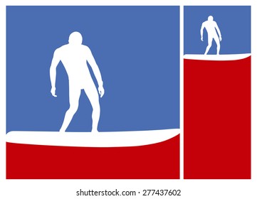 american surf frames with surfer riding the wave
