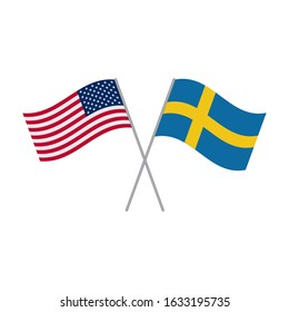 American and Swedish flags vector isolated on white background