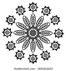 American symbol indigenous ethnic flower signs texture. Traditional Aztec and mexican totem pattern.