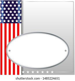 American symbolism background with oval frame for text.