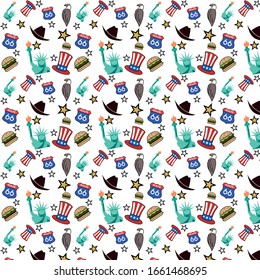 American Symbols Pattern. Swatch Included