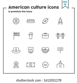 American symbols thin line icons. Vector illustration symbol element for web design. 
