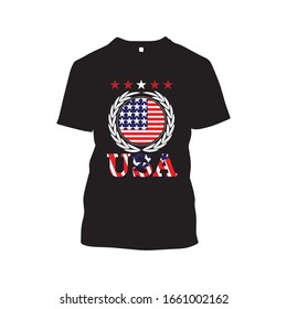 American t shirt design with star vector, t shirt design with rad color,T-shirt or poster design with illustration of typography . typography with shape vector  