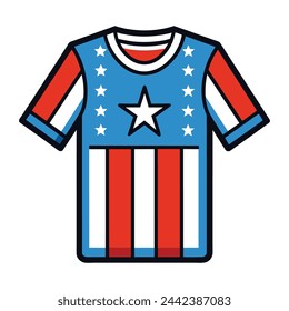 American T shirt flat vector illustration on white background