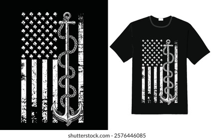 American T shirt st patrick day, Distressed American Flag T-Shirt with Nautical Anchor Design