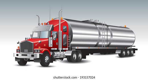 American tank truck and fuel tanks. Vector illustration