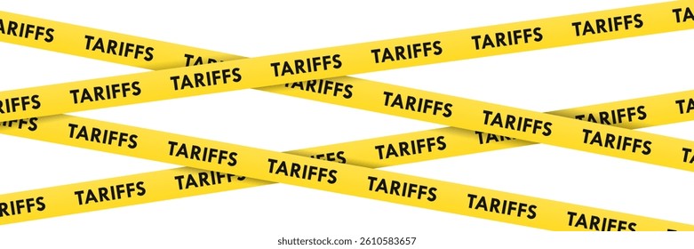 American Tariffs Taxation Yellow Color Barrier Tape Vector Illustration
