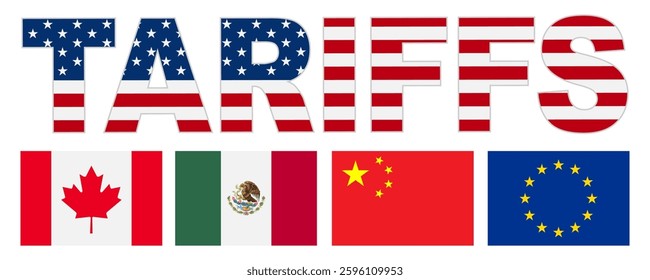 American tariffs and US government import taxation, trade war policy, domestic market protectionism, american tariffs for Mexico, Canada, China and Europe