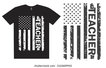 American Teacher Distressed Flag Design