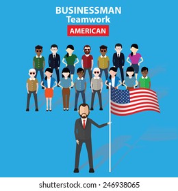 American team concept design on blue background,clean vector