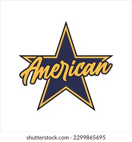 american text with star icon logo vector for t-shirt, poster, typography or your brand. vector illustration