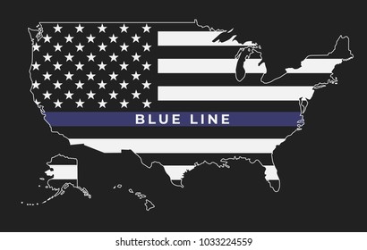 An American thin blue line flag symbolic of support for law enforcement.