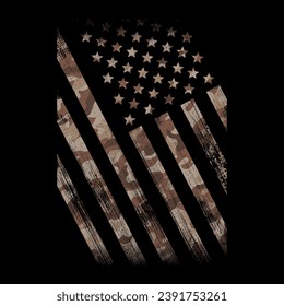American Tilted Flag With Camouflage, Grunge Style, fit for t-shirt, banner, poster, sticker, or any fit