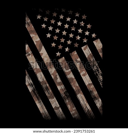 American Tilted Flag With Camouflage, Grunge Style, fit for t-shirt, banner, poster, sticker, or any fit Stock fotó © 