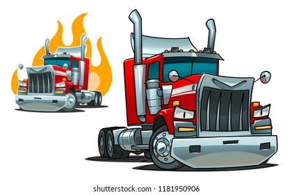 American Tractor Unit. Cartoon illustration